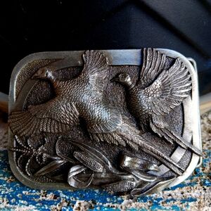 Ringneck pheasant historical belt buckle